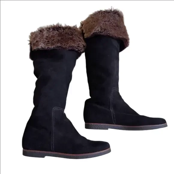 Sam Edelman Women's Size 7.5 Black Suede Orlando Faux Fur Knee High Boots - Picture 2 of 14